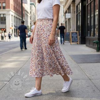 Bavlnená látka Simie flowers offwhite digital print