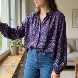 Bavlnená látka Simie flowers navy digital print