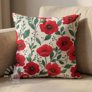 Bavlnená látka Poppy offwhite digital print