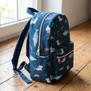 Bavlnená látka Sea life petrol digital print