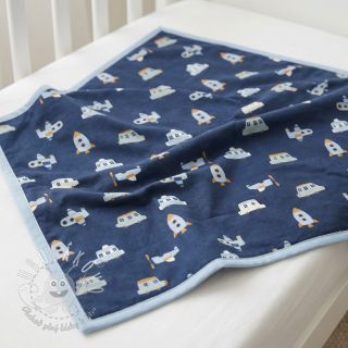 Bavlnená látka Vehicles navy