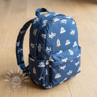 Bavlnená látka Vehicles navy