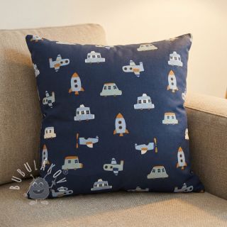 Bavlnená látka Vehicles navy
