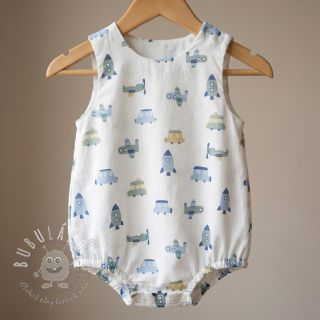 Bavlnená látka Vehicles white