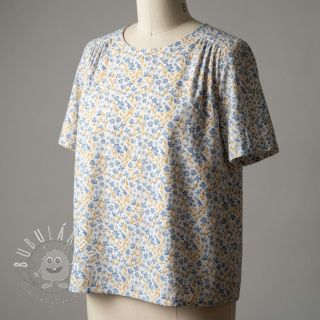 Bavlnená látka Fine flowers blue