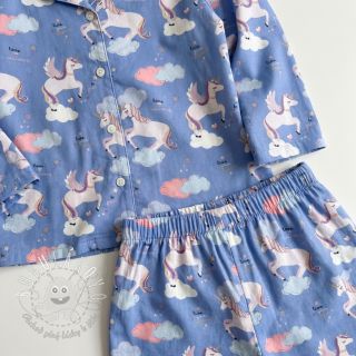 Bavlnená látka Unicorns love blue