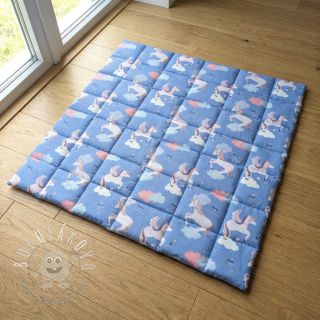 Bavlnená látka Unicorns love blue