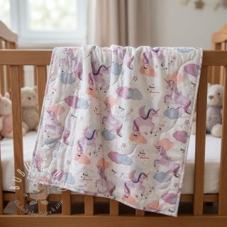 Bavlnená látka Unicorns love white