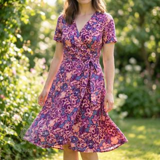 Viskóza STRETCH Flowers Junie purple