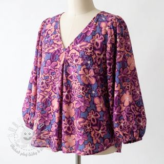 Viskóza STRETCH Flowers Junie purple