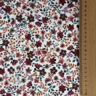 Úplet Flowers burgundy digital print ORGANIC