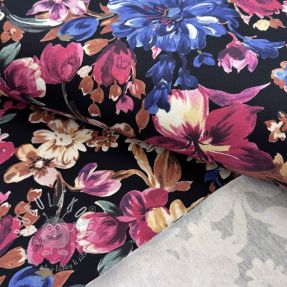 Teplákovina Flower Luna black digital print