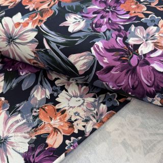 Teplákovina Flower Luna navy digital print