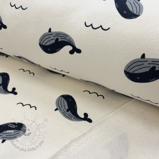 Teplákovina počesaná JOGGING Whales ecru