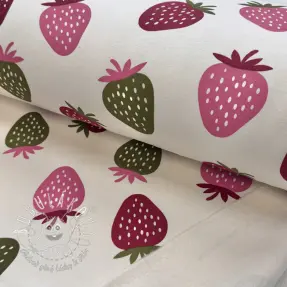 Teplákovina počesaná JOGGING Strawberries ecru