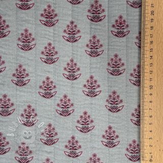 Dvojitá gázovina/mušelín STEPPED Flowers mauve