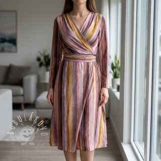 Viskóza RADIANCE Stripes lavender digital print