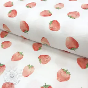 Dvojitá gázovina/mušelín Strawberries digital print