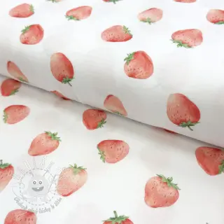 Dvojitá gázovina/mušelín Strawberries digital print
