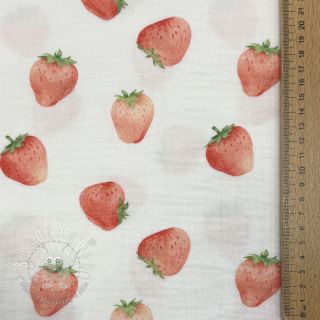 Dvojitá gázovina/mušelín Strawberries digital print