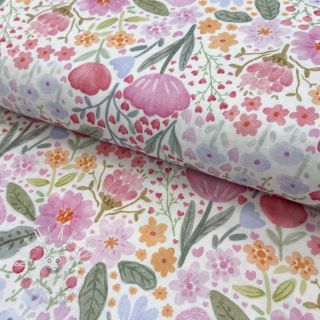 Dvojitá gázovina/mušelín Flowers pink dream digital print