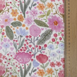 Dvojitá gázovina/mušelín Flowers pink dream digital print