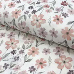 Dvojitá gázovina/mušelín Flowers Jana digital print