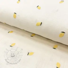 Dvojitá gázovina/mušelín EMBROIDERY Fruit yellow SIMPLY NATURAL