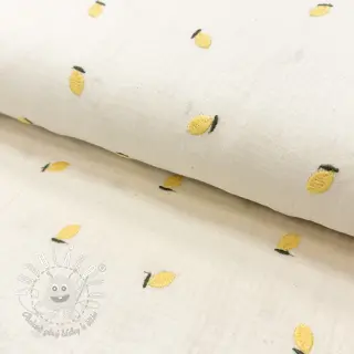 Dvojitá gázovina/mušelín EMBROIDERY Fruit yellow SIMPLY NATURAL