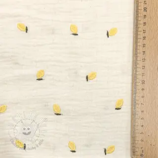 Dvojitá gázovina/mušelín EMBROIDERY Fruit yellow SIMPLY NATURAL