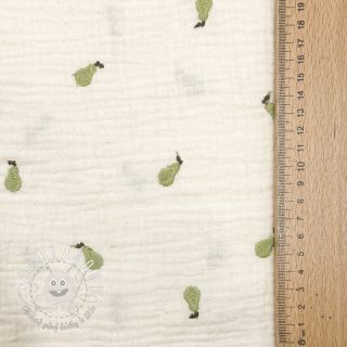Dvojitá gázovina/mušelín EMBROIDERY Fruit green SIMPLY NATURAL