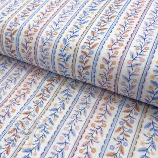 Dvojitá gázovina/mušelín Leaves in stripes digital print ORGANIC