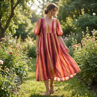 Viskóza RADIANCE Stripes burgundy digital print