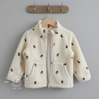 Kabátovina TEDDY JACQUARD EMBROIDERY Sunflower