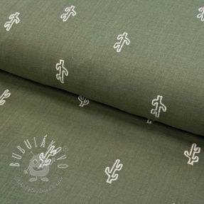 Dvojitá gázovina/mušelín EMBROIDERY Cactus green