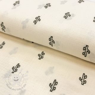 Dvojitá gázovina/mušelín EMBROIDERY Cactus natural