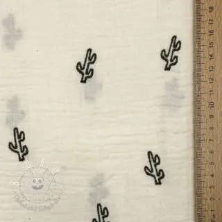 Dvojitá gázovina/mušelín EMBROIDERY Cactus SIMPLY NATURAL