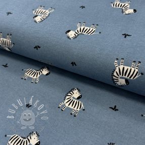 Bavlnená látka FLANNEL Zebras blue