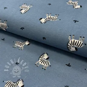Bavlnená látka FLANNEL Zebras blue