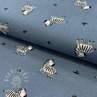 Bavlnená látka FLANNEL Zebras blue