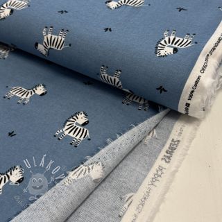 Bavlnená látka FLANNEL Zebras blue