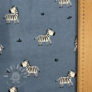 Bavlnená látka FLANNEL Zebras blue
