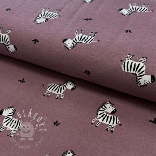 Bavlnená látka FLANNEL Zebras mauve