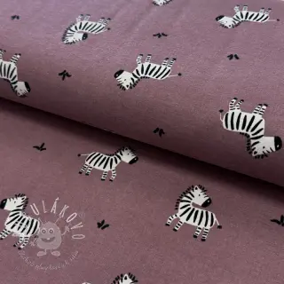 Bavlnená látka FLANNEL Zebras mauve