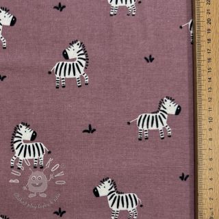 Bavlnená látka FLANNEL Zebras mauve
