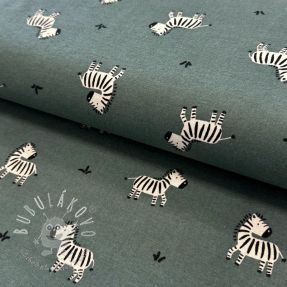 Bavlnená látka FLANNEL Zebras green