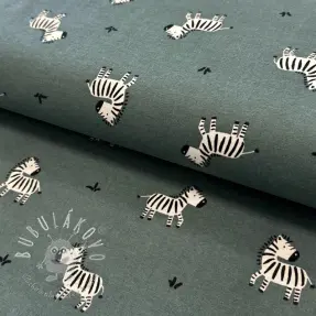 Bavlnená látka FLANNEL Zebras green