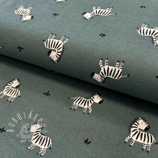 Bavlnená látka FLANNEL Zebras green