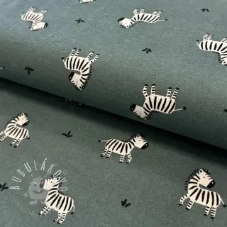 Bavlnená látka FLANNEL Zebras green