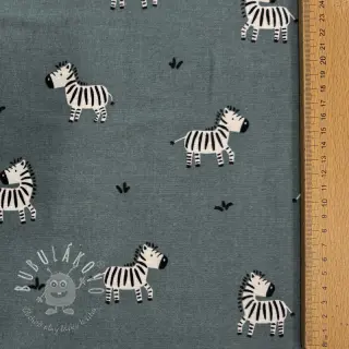 Bavlnená látka FLANNEL Zebras green